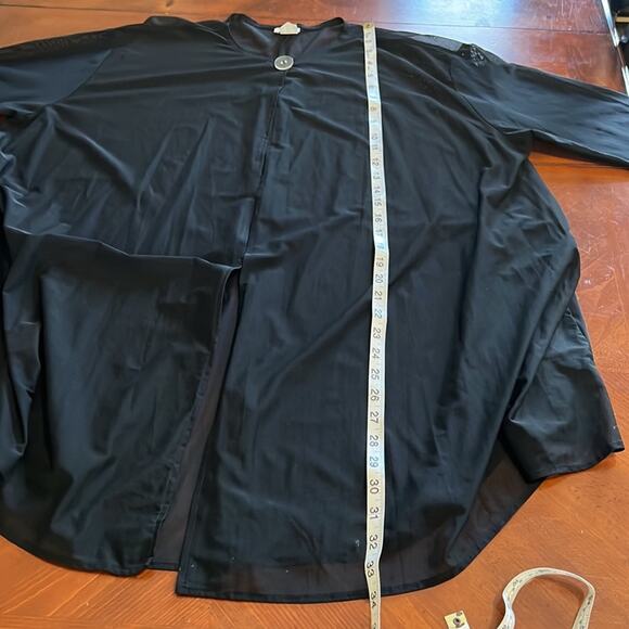 Sun Streak Black Sheer Swimsuit Coverup With Pockets Woman One Size Vintage - Picture 7 of 7